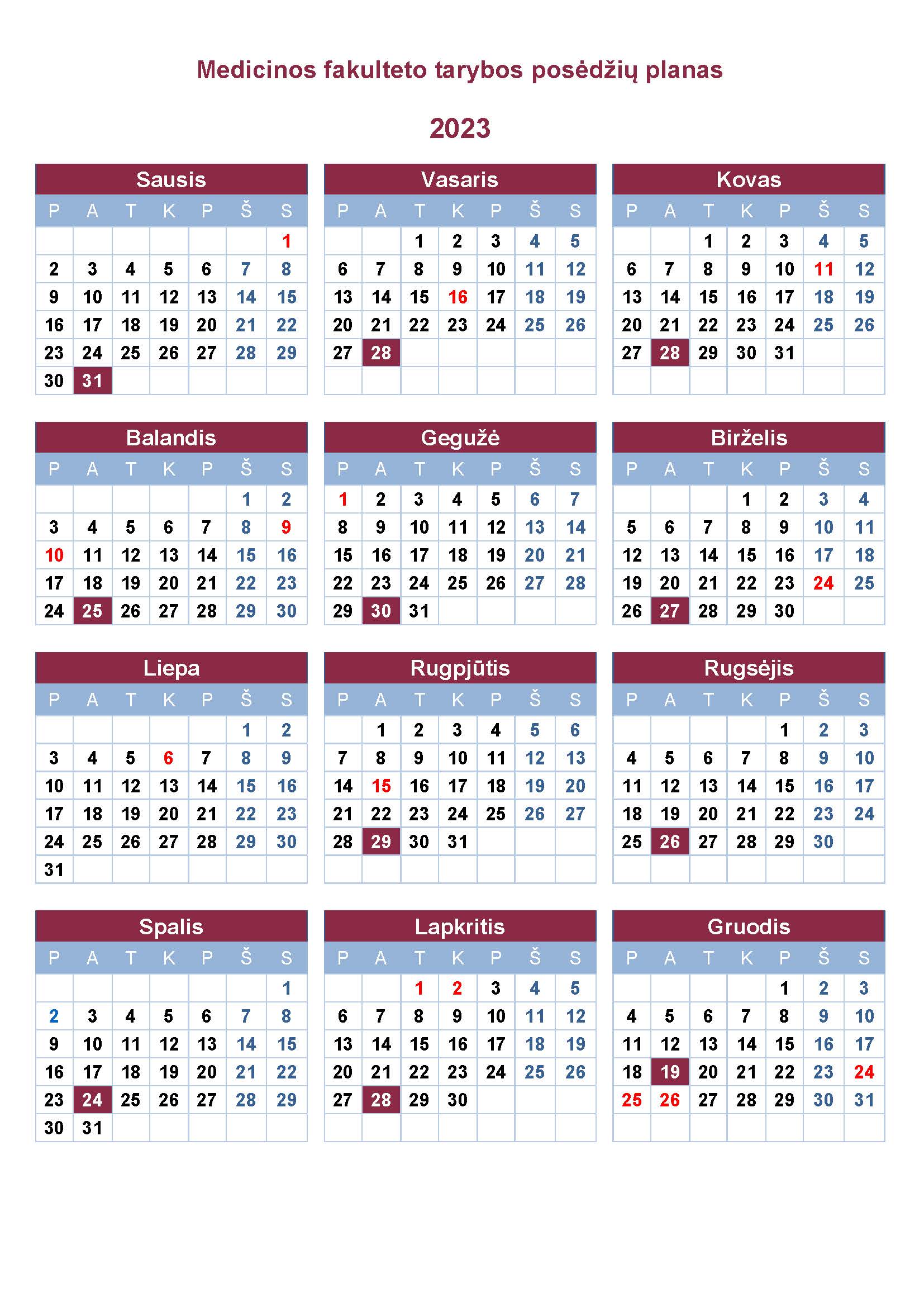 2023 metu tarybos posedziu kalendorius Page 1